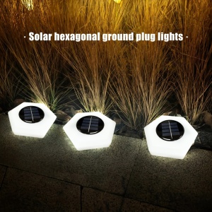 Set 4 lămpi solare LED hexagonale pentru sol – iluminat modern pentru exterior, TMKD572733 - Img 4