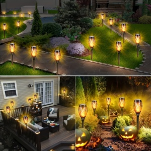 Set lămpi solare LED tip torță cu efect de flacără – Iluminat ambiental pentru grădină, TMVE476241 - Img 8