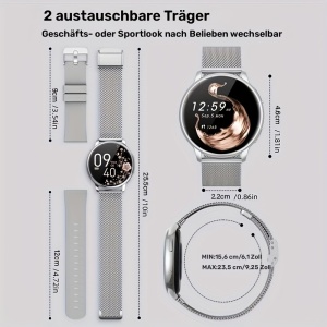 Smartwatch pentru dama, ecran 3.8 cm, bratara metal + silicon, TMHB7446213 - Img 8