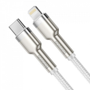 Baseus Cablu Cafule Metal - Tip C to Lightning - PD 20W 1 metre (CATLJK-A02) alb