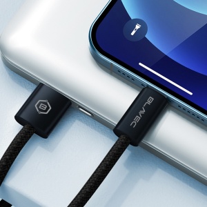 Blavec Candy Braided Cable - Type C to Type C - PD 60W, 3A, 1 Meter, Apple CarPlay/Android Auto (CCA-CC3B10) Black, MGKABAV1760 - Img 2