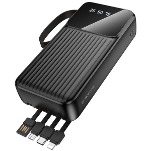 Borofone Power Bank 20000mAh BJ76A Smart - 2xUSB - with Type C, Lightning and Micro USB cables black, AKUM944 - Img 3