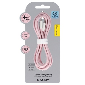 Cablu Blavec Candy Braid - Tip C la Lightning - PD 20W, 2.4A, 1 metru, Apple CarPlay (CCA-CL24P10) roz, MGKABAV1770 - Img 7