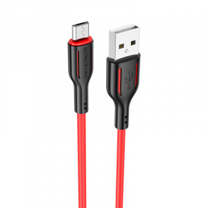 Cablu Borofone BX63 Charming - USB to MicroUSB - 2,4A 1 metru negru-rosu