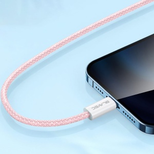 Cablu împletit Blavec Candy - USB la Tip C - PD 60W, 3A, 1 metru, Apple CarPlay/Android Auto (CCA-UC3P10) Roz, MGKABAV1762 - Img 5