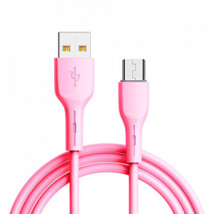 Cablu Silicone - USB to Micro USB - QC 3.0 1 metru Roz - Img 3