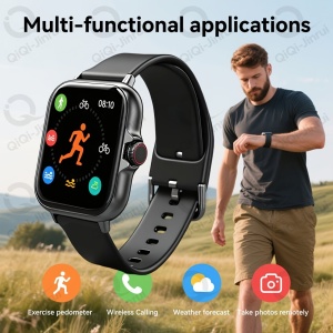 Ceas Smartwatch Unisex 4.65cm cu ecran tactil, carcasă din aliaj, curea silicon, TMYK3942540-NEGRU - Img 4