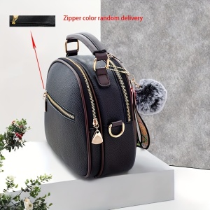 Geantă de Damă cu Bretea Reglabilă și Accesoriu Puf, TMDY189956 - Img 6