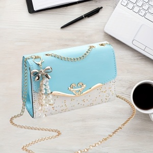 Geantă de Umăr Elegantă pentru Damă – Accesoriu Chic cu Lanț Metalic și Decor Perlat, TMWE360771 - Img 3