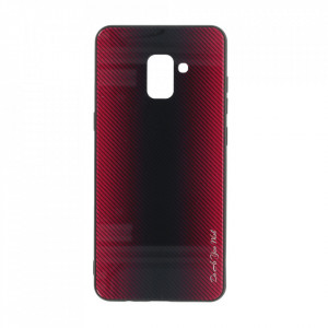 Husa pentru Samsung Galaxy A8 PLUS - Husa Pro Shield Sticla Rosu cu Efect Gradient