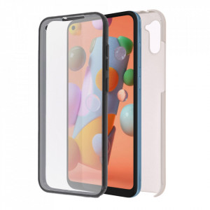 Husa Samsung Galaxy A11 - 360 Fully cu Spate din Policarbonat si Folie din Silicon - Crem - Img 4