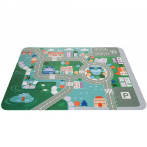 Joc cuburi lemn oras colorat, 100 piese de construit, vehicule, suport tip puzzle, PM00019159 - Img 3