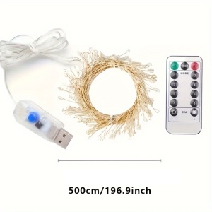 Lumini de Craciun pentru interior, 5 metri, 8 moduri luminare, cu telecomanda, Conectare USB, TMPP377451 - Img 4