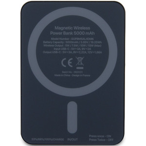 Original Power Bank - GUESS GUPBM5ALGSGK 5000mAh 15W MagSafe Metal Script Logo - Black - Img 2