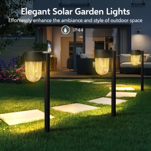 Set 2 lămpi solare LED tip lampadar pentru grădină – Design modern și iluminare ambientală caldă, TMCL111462 - Img 3