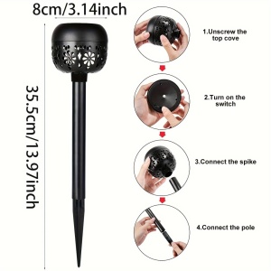 Set 4 lămpi solare LED tip torță pentru grădină – Iluminat decorativ cu efect de proiecție, TMQY381581 - Img 2