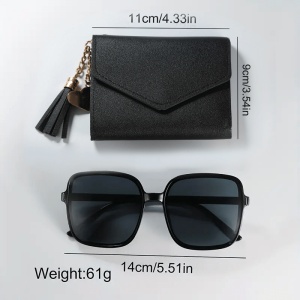 Set cadou elegant pentru femei – Ceas, ochelari de soare și portofel negru, PMFY2018433 - Img 5