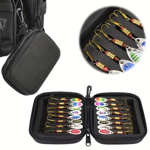 Set momeli pescuit, 16 buc, lingurite rotative, multicolor, cu geanta transport, TMQJ42072 - Img 3