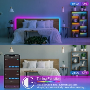 Banda LED cu control inteligent prin aplicatie, muzica sincronizata, schimbare culori, telecomanda si programare, PMVU53981 - Img 2