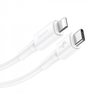 Baseus Cablu Mini Alb - Tip C to Lightning - PD 3.0 QC 3.0 18W 2,4A 1 metre (CATLSW-02) alb - Img 2