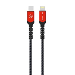 Blavec Cable Raptor braided - Type C to Lightning - PD 20W 2,4A 0,25 metres (CRA-CL24BR025) black-red, MGKABAV1663
