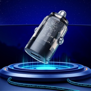 Borofone Car charger BZ29 Ray - Type C - PD 30W 3A with Type C to Type C transparent-purple - Img 2