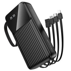 Borofone Power Bank 20000mAh BJ76A Smart - 2xUSB - with Type C, Lightning and Micro USB cables black, AKUM944