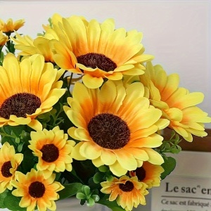 Buchet artificial de floarea-soarelui – 13 fire decorative cu aspect natural, TMGF83638 - Img 4