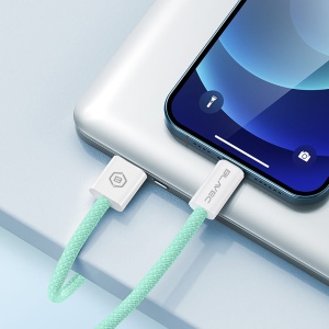 Cablu Blavec Candy Braid - Tip C la Lightning - PD 20W, 2.4A, 1 metru, Apple CarPlay (CCA-CL24GN10) verde Blavec, MGKABAV1771 - Img 2