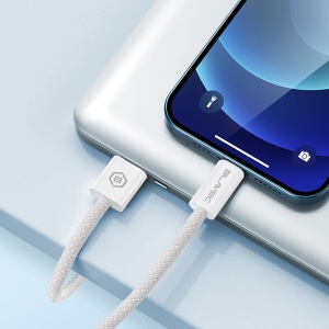 Cablu împletit Blavec Candy - USB la Tip C - PD 60W, 3A, 1 metru, Apple, CarPlay/Android Auto (CCA-UC3W10) Alb, MGKABAV1764 - Img 4