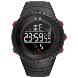 Ceas pentru barbati Smael, Sport, Digital, Rezistent la socuri, Negru, SML002-ROSU