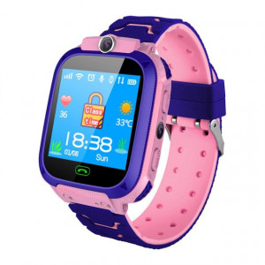 Ceas smartwatch GPS copii, monitorizare locatie, camera foto frontala, buton SOS, functie telefon , roz - Q12B-ROZ