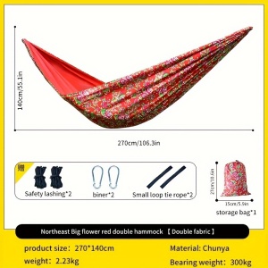 Hamac floral respirabil, 270 x 140 cm – model tradițional, ideal pentru grădină și camping, TMKJ139740 - Img 4