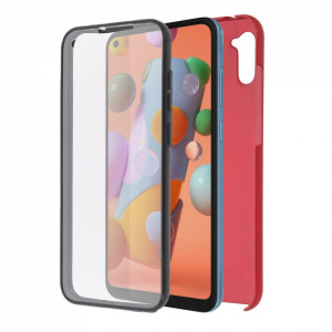 Husa Samsung Galaxy A11 - 360 Fully cu Spate din Policarbonat si Folie din Silicon - Rosu - Img 4