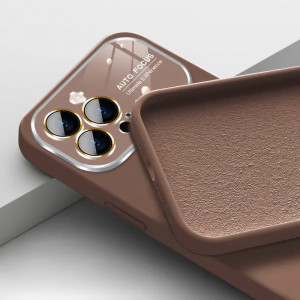 Husa Soft Silicone Lens pentru Iphone 15 Plus brown