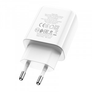 Incarcator Priza Borofone BN4 Potential - USB + Type C - QC 3.0 PD 2.0 20W white - Img 2