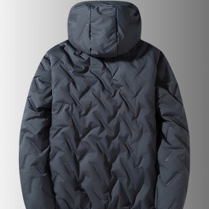 Jachetă Casual cu Glugă pentru Bărbați, Design Matlasat cu Căptușeală Fleece, Croială Largă, Închidere cu Fermoar, TMNA5091776 - Img 4