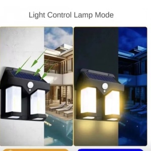 Lampa solara de perete cu filament de wolfram, Iluminare calda, senzor de miscare, CL-228, Negru, AD228 - Img 3
