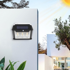 Lampa solara tip felinar 38W Smartix cu 3 Becuri, Acumulator 1200mAh, Senzor 5-8M, Pentru exterior, Suport inclus, Panou solar inclinat, 600 Lumeni, Negru, AD3858 - Img 6