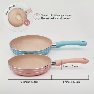 Mini Tigaie Antiaderentă Roz – 16 cm, Ideală pentru Ouă și Gustări Rapide, TMML175104 - Img 2