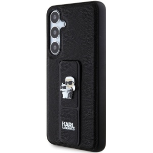 Original Pouch KARL LAGERFELD hardcase Gripstand Saffiano Karl&Choupette Pins KLHCS24SGSAKCPK for Samsung Galaxy S24 black