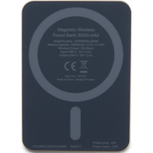 Original Power Bank - GUESS GUPBM3AL4DMD 3000mAh 5W MagSafe 4G Strassed Metal Logo - Auriu - Img 2