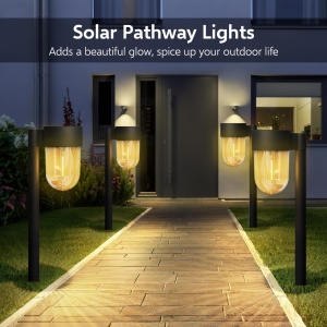 Set 2 lămpi solare LED tip lampadar pentru grădină – Design modern și iluminare ambientală caldă, TMCL111462 - Img 4