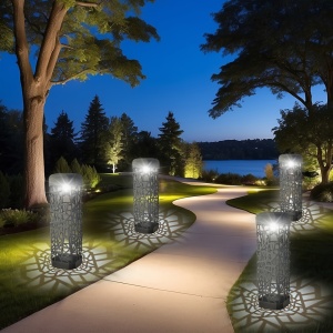 Set 4 lămpi solare LED design retro – Proiecție decorativă pentru grădină, TMHG652070 - Img 5