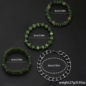 Set cadou elegant pentru barbati – Ceas si 4 bratari, verde, TMBM2598681 - Img 5