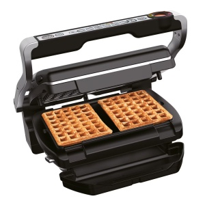 Gratar Electric Tefal OptiGrill+ GC716D12, 2000 W, 6 Programe Automate, Accesoriu pentru Gofre, Argintiu-Negru