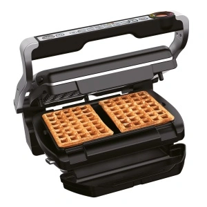 Gratar Electric Tefal OptiGrill+ GC716D12, 2000 W, 6 Programe Automate, Accesoriu pentru Gofre, Argintiu-Negru