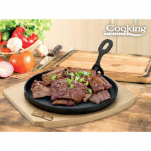 Platou servire rotund cu suport din lemn Heinner, maner detasabil, fonta, inductie