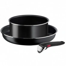 Set vase Tefal Ingenio Easy Cook & Clean L1539243, 3 piese, 20-28cm, aluminiu, negru