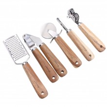 Set ustensile pentru bucatarie Kassel, razatoare de mana, presa usturoi, cutit pizza, curatator legume si ascutitor cutite - Img 1